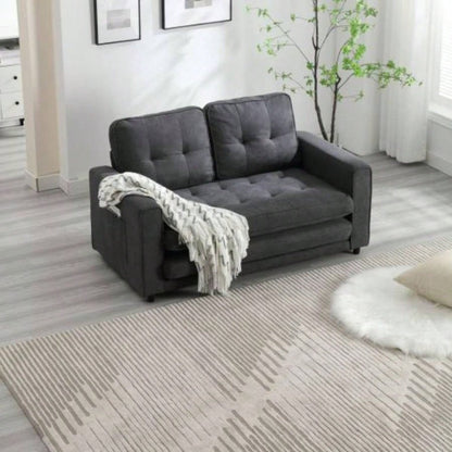 3 Fold Sofa, Convertible Futon Couch sleeper sofabed, Space saving loveseat, Pull Out Couch Bed Living Room, Dark Gray Light Gray Beige, Velvet linen fabric