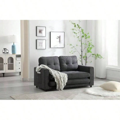 3 Fold Sofa, Convertible Futon Couch sleeper sofabed, Space saving loveseat, Pull Out Couch Bed Living Room, Dark Gray Light Gray Beige, Velvet linen fabric