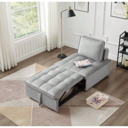 Convertible sleeping Sofa Bed, Modern velvet fabric single seater Sofa, Sleeping Sofabed with 1 back pillow and removable back, Single comfortable Recliner Sofabed office, living room apartment