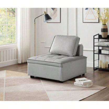 Convertible sleeping Sofa Bed, Modern velvet fabric single seater Sofa, Sleeping Sofabed with 1 back pillow and removable back, Single comfortable Recliner Sofabed office, living room apartment