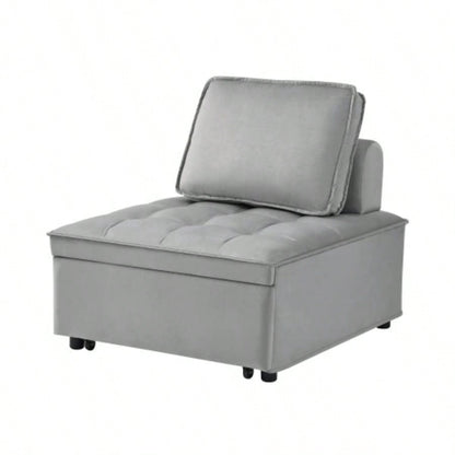 Convertible sleeping Sofa Bed, Modern velvet fabric single seater Sofa, Sleeping Sofabed with 1 back pillow and removable back, Single comfortable Recliner Sofabed office, living room apartment