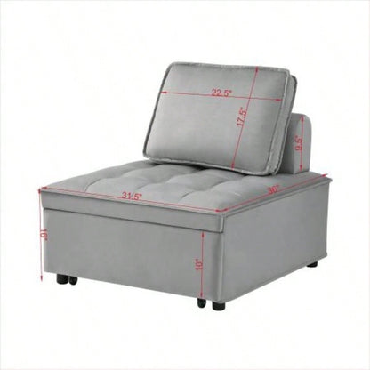 Convertible sleeping Sofa Bed, Modern velvet fabric single seater Sofa, Sleeping Sofabed with 1 back pillow and removable back, Single comfortable Recliner Sofabed office, living room apartment