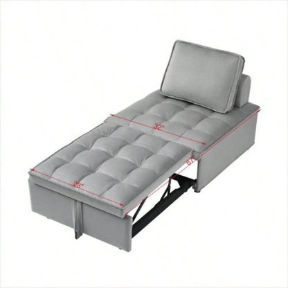 Convertible sleeping Sofa Bed, Modern velvet fabric single seater Sofa, Sleeping Sofabed with 1 back pillow and removable back, Single comfortable Recliner Sofabed office, living room apartment