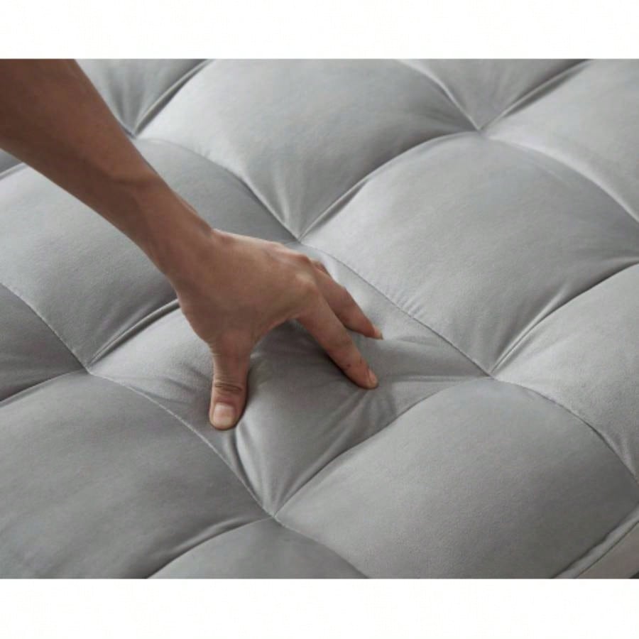 Convertible sleeping Sofa Bed, Modern velvet fabric single seater Sofa, Sleeping Sofabed with 1 back pillow and removable back, Single comfortable Recliner Sofabed office, living room apartment