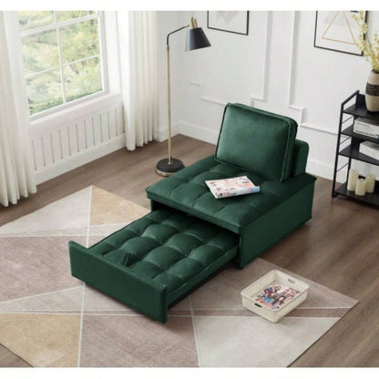 Convertible sleeping Sofa Bed, Modern velvet fabric single seater Sofa, Sleeping Sofabed with 1 back pillow and removable back, Single comfortable Recliner Sofabed office, living room apartment