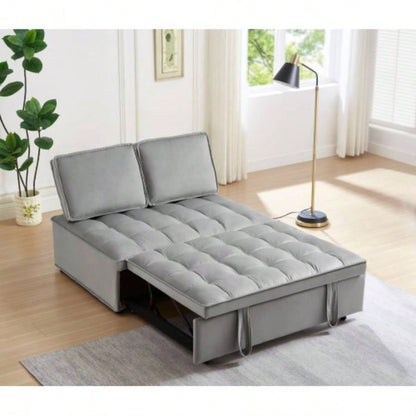 Convertible sleeping Sofa Bed, Modern velvet fabric single seater Sofa, Sleeping Sofabed with 1 back pillow and removable back, Single comfortable Recliner Sofabed office, living room apartment