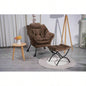 Living Room Chairs Modern Cotton Fabric Lazy Chair, Accent Contemporary Lounge Chair, Single Steel Frame Leisure Sofa Chair with Armrests and A Side Pocket Brown, with ottoman, with footrest