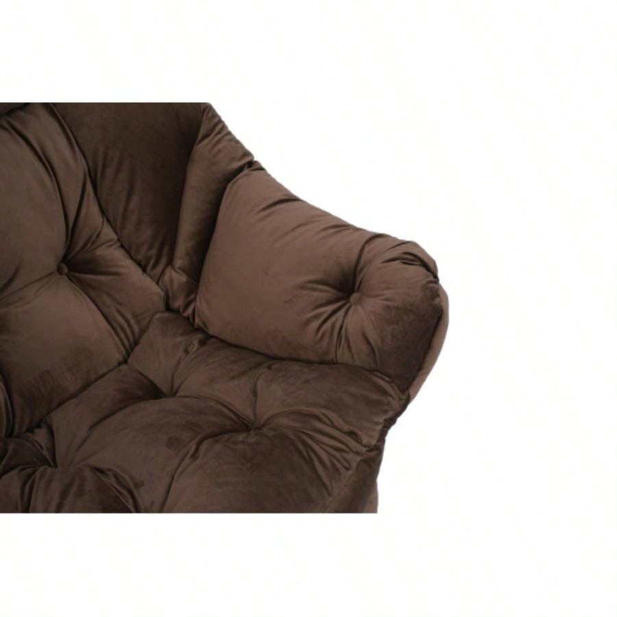 Living Room Chairs Modern Cotton Fabric Lazy Chair, Accent Contemporary Lounge Chair, Single Steel Frame Leisure Sofa Chair with Armrests and A Side Pocket Brown, with ottoman, with footrest