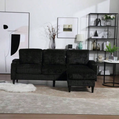 UNITED WE WIN Sofa three, solid wood frame, Chenille fabric, side pocket, with two cup holders, footstool with storagestorage sofa/Living room sofa cozy sectional sofa