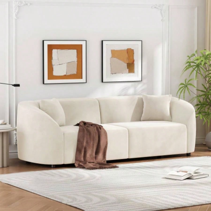 87 Curved Contemporary Sofa in: Plush Seating, Streamlined Design, and Durable Frame - Stylish Living Spaces