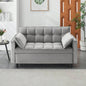 Modern Velvet Loveseat Futon Sofa Couch Pullout Bed, Small Love Lounge Sofa/Reclining Backrest, Toss Pillows, Pockets, Furniture Living Room, 3 in 1 Convertible Sleeper Sofa Bed, Gra