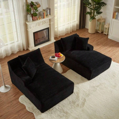 Compressible double chaise lounge - No Assembly Required, Fluffy Modern Sleeper Loveseat Indoor Living Room Bedroom Reading