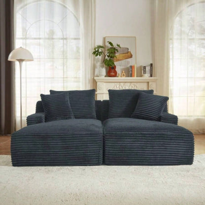Compressible double chaise lounge - No Assembly Required, Fluffy Modern Sleeper Loveseat Indoor Living Room Bedroom Reading