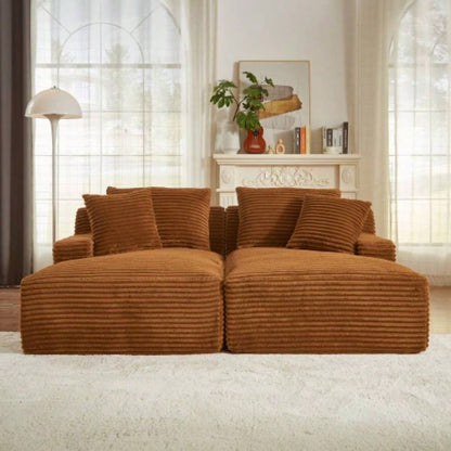 Compressible double chaise lounge - No Assembly Required, Fluffy Modern Sleeper Loveseat Indoor Living Room Bedroom Reading