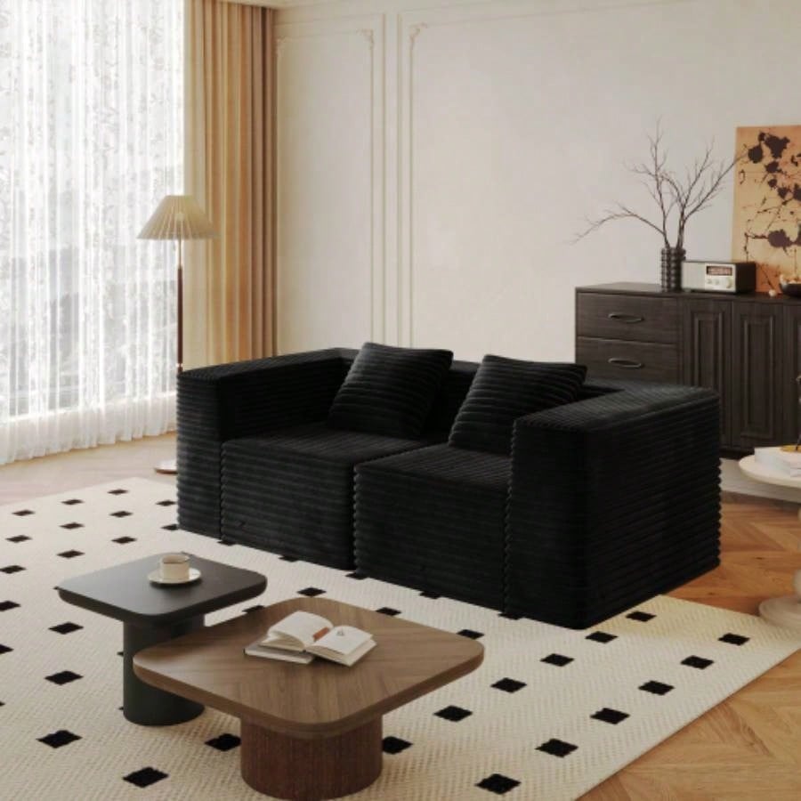 Modular Sectional Sofa with Chaise, Modern L Shaped Cloud Couch with Deep, Sectional Couches Living Room, Bedroom, Office, No Assembly Required, Black
