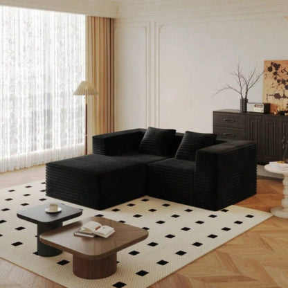 Modular Sectional Sofa with Chaise, Modern L Shaped Cloud Couch with Deep, Sectional Couches Living Room, Bedroom, Office, No Assembly Required, Black