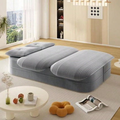78. Modern 2 - in - 1 Foldable Sofa with Functional Blanket and 2 Soft Pillows, Comfortable Plush Corduroy Fabric Sofa, Convertible Sleeper Sofa Bed, Deep Sofa Couch Living Room, Bedroom