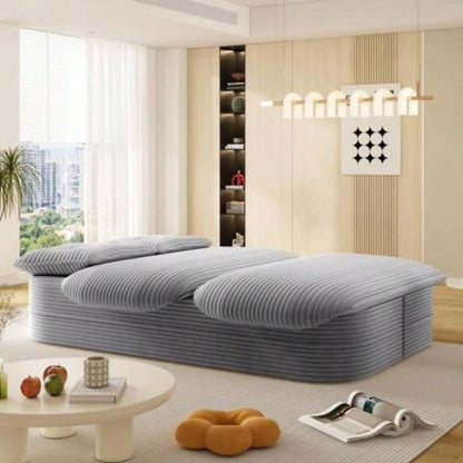 78. Modern 2 - in - 1 Foldable Sofa with Functional Blanket and 2 Soft Pillows, Comfortable Plush Corduroy Fabric Sofa, Convertible Sleeper Sofa Bed, Deep Sofa Couch Living Room, Bedroom