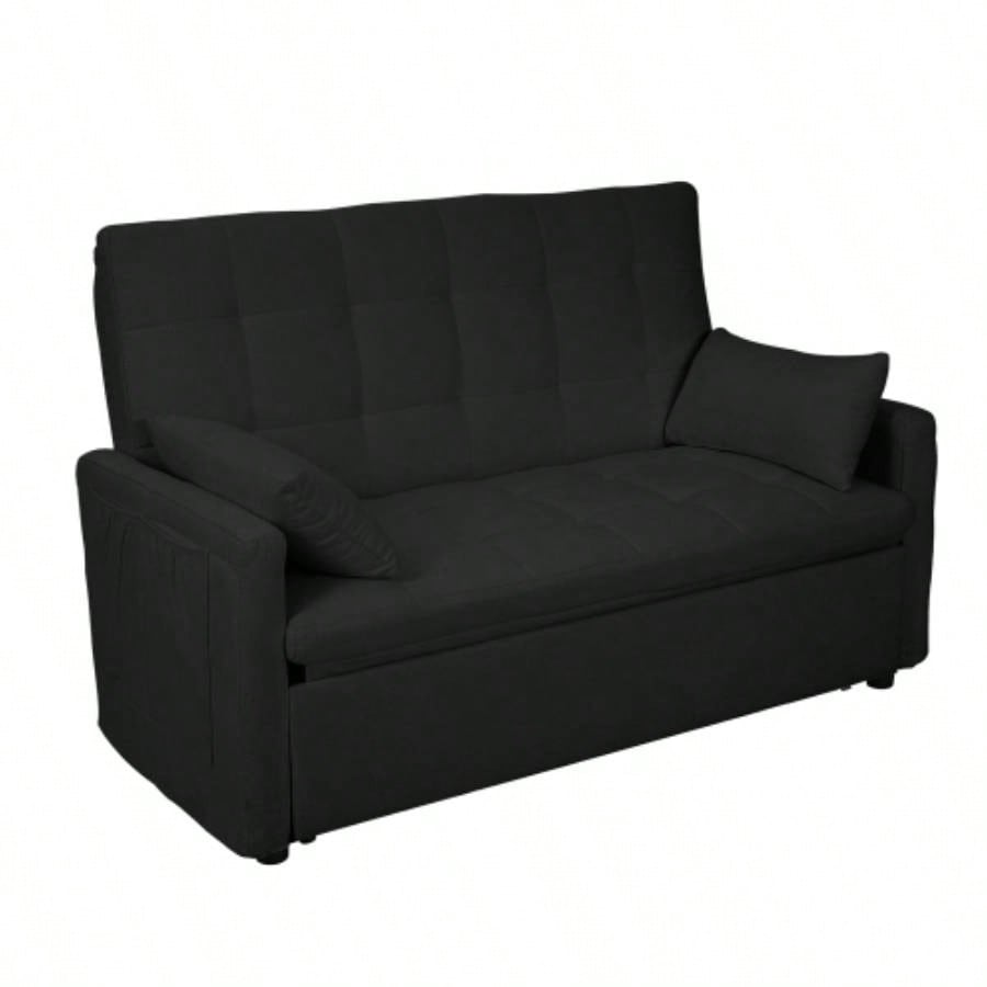 - large 61 - inch 2 - in - 1 fabric sofa bed, double sofa with storage bag, reinforced iron frame, adjustable backrest and cushions, suitable bedrooms, living rooms and outdoor areas.