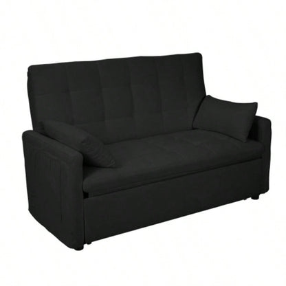 - large 61 - inch 2 - in - 1 fabric sofa bed, double sofa with storage bag, reinforced iron frame, adjustable backrest and cushions, suitable bedrooms, living rooms and outdoor areas.
