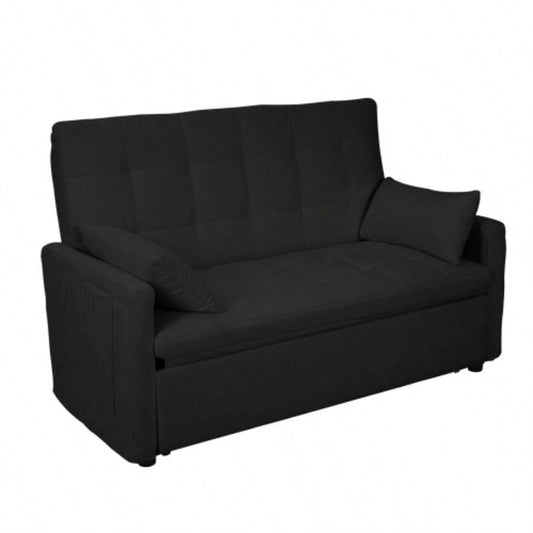 - large 61 - inch 2 - in - 1 fabric sofa bed, double sofa with storage bag, reinforced iron frame, adjustable backrest and cushions, suitable bedrooms, living rooms and outdoor areas.
