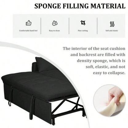 - large 61 - inch 2 - in - 1 fabric sofa bed, double sofa with storage bag, reinforced iron frame, adjustable backrest and cushions, suitable bedrooms, living rooms and outdoor areas.