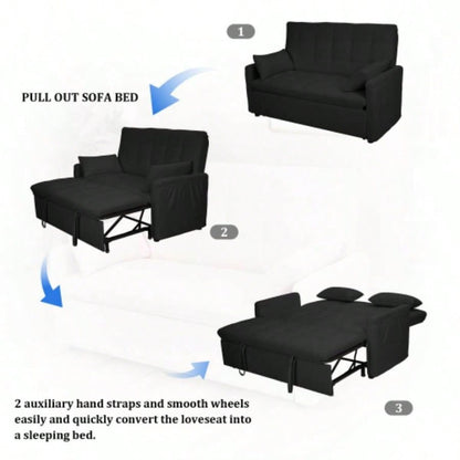 - large 61 - inch 2 - in - 1 fabric sofa bed, double sofa with storage bag, reinforced iron frame, adjustable backrest and cushions, suitable bedrooms, living rooms and outdoor areas.