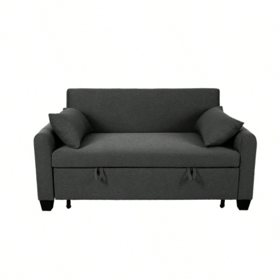 - large 61 - inch 2 - in - 1 fabric sofa bed, double sofa with storage bag, reinforced iron frame, adjustable backrest and cushions, suitable bedrooms, living rooms and outdoor areas.