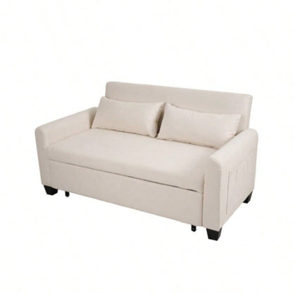 - large 61 - inch 2 - in - 1 fabric sofa bed, double sofa with storage bag, reinforced iron frame, adjustable backrest and cushions, suitable bedrooms, living rooms and outdoor areas.