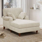 40.5 Oversized Chaise Lounge Chair Indoor with 2 Comfy Pillows Rolled Arms Corduroy Fabric Sleeper Sofa Chair Living Room Bedroom, Beige