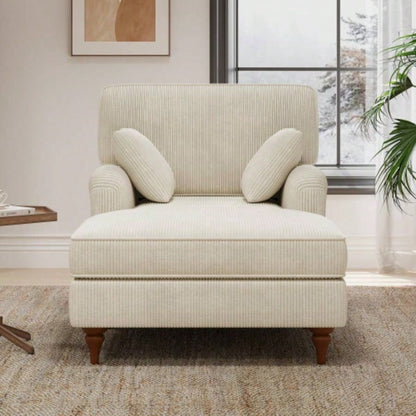 40.5 Oversized Chaise Lounge Chair Indoor with 2 Comfy Pillows Rolled Arms Corduroy Fabric Sleeper Sofa Chair Living Room Bedroom, Beige