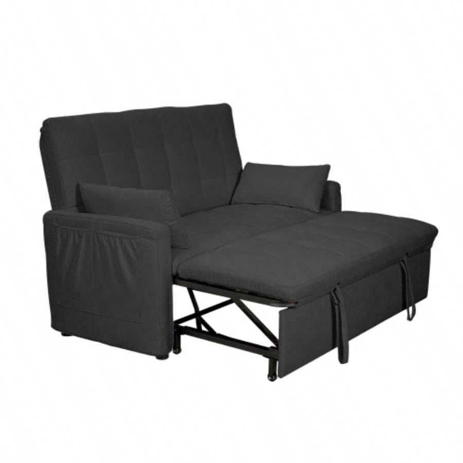 - large 61 - inch 2 - in - 1 fabric sofa bed, double sofa with storage bag, reinforced iron frame, adjustable backrest and cushions, suitable bedrooms, living rooms and outdoor areas.