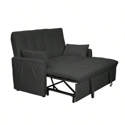 - large 61 - inch 2 - in - 1 fabric sofa bed, double sofa with storage bag, reinforced iron frame, adjustable backrest and cushions, suitable bedrooms, living rooms and outdoor areas.