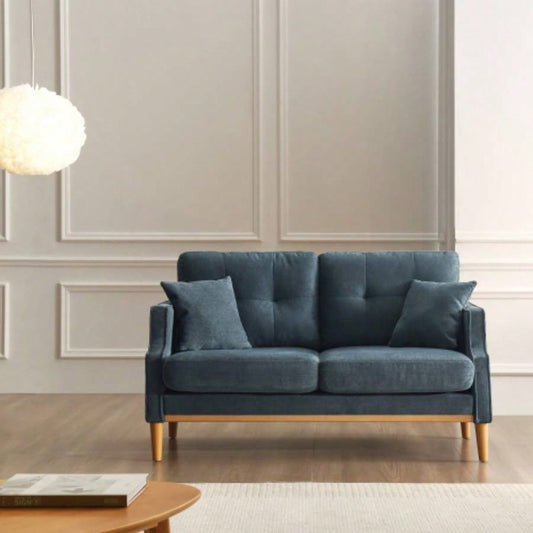Loveseats 2 Seater Sofa Primary Living Space, Bed Room, Office, waterproof fabric, USB Charge Port, 2 Pillows, Wood