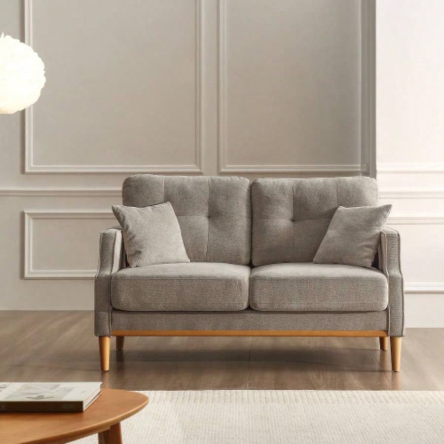 Loveseats 2 Seater Sofa Primary Living Space, Bed Room, Office, waterproof fabric, USB Charge Port, 2 Pillows, Wood