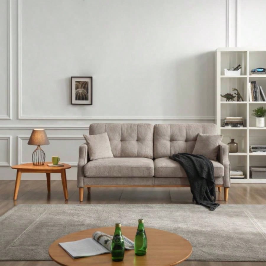 Loveseats 2 Seater Sofa Primary Living Space, Bed Room, Office, waterproof fabric, USB Charge Port, 2 Pillows, Wood