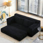 Loveseat Sofa with Foam Steel Frame - No Assembly, Convertible 2 - in - 1 Design, Corduroy Fabric - Compact Couch Small Spaces, Apartments, Home Office Bedroom Black