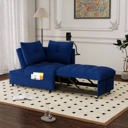 1 versatile foldable sofa bed in 3 lengths, modern sofa sofa sofa velvet pull - out bed, loveseat sofa adjustable back and with USB port and swivel phone stand, Black