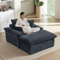 51.97 inch modern comfortable cushioned compression single sofa with unique footrest design, lounge chair living room, bedroom, apartment, office, dark gray