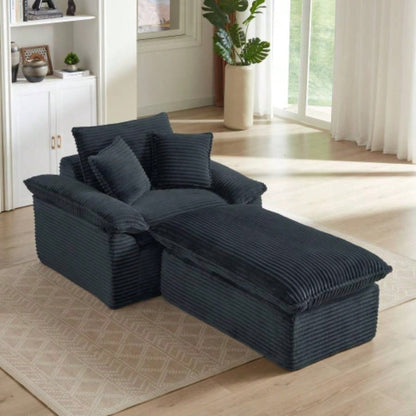 51.97 inch modern comfortable cushioned compression single sofa with unique footrest design, lounge chair living room, bedroom, apartment, office, dark gray