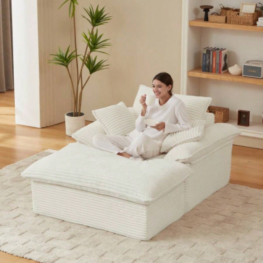 51.97 inch modern comfortable cushioned compression single sofa with unique footrest design, lounge chair living room, bedroom, apartment, office, dark gray