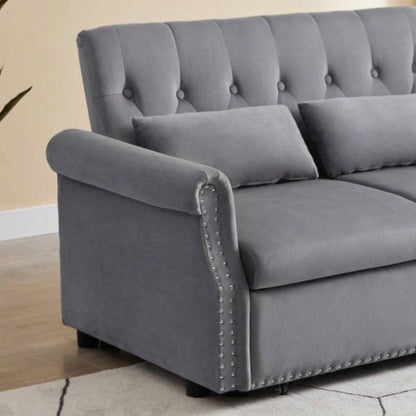 Artemax 55 Modern Shiny Velvet Convertible Loveseat Sleeper Sofa Couch/ 2 Lumbar Pillows, Adjustable Pull - Out Bed and Removable Armrest Nursery, Living Room, Apartment, Home Office