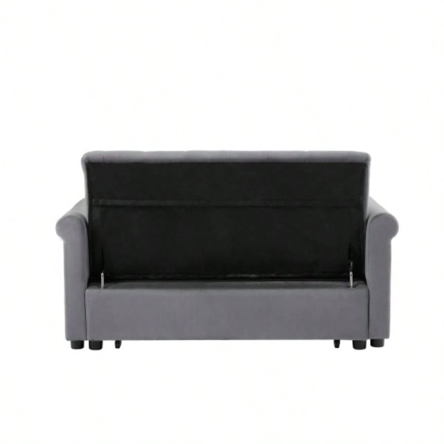 Artemax 55 Modern Shiny Velvet Convertible Loveseat Sleeper Sofa Couch/ 2 Lumbar Pillows, Adjustable Pull - Out Bed and Removable Armrest Nursery, Living Room, Apartment, Home Office