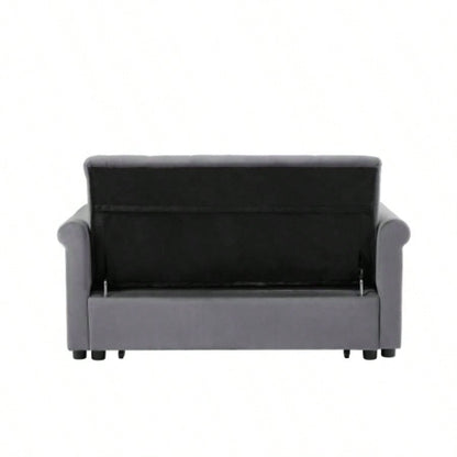 Artemax 55 Modern Shiny Velvet Convertible Loveseat Sleeper Sofa Couch/ 2 Lumbar Pillows, Adjustable Pull - Out Bed and Removable Armrest Nursery, Living Room, Apartment, Home Office