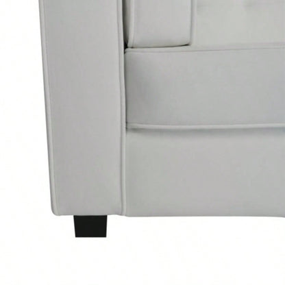 3 - Seater Sofa, Upholstered Tufted, Velvet Sofa, Ivory White