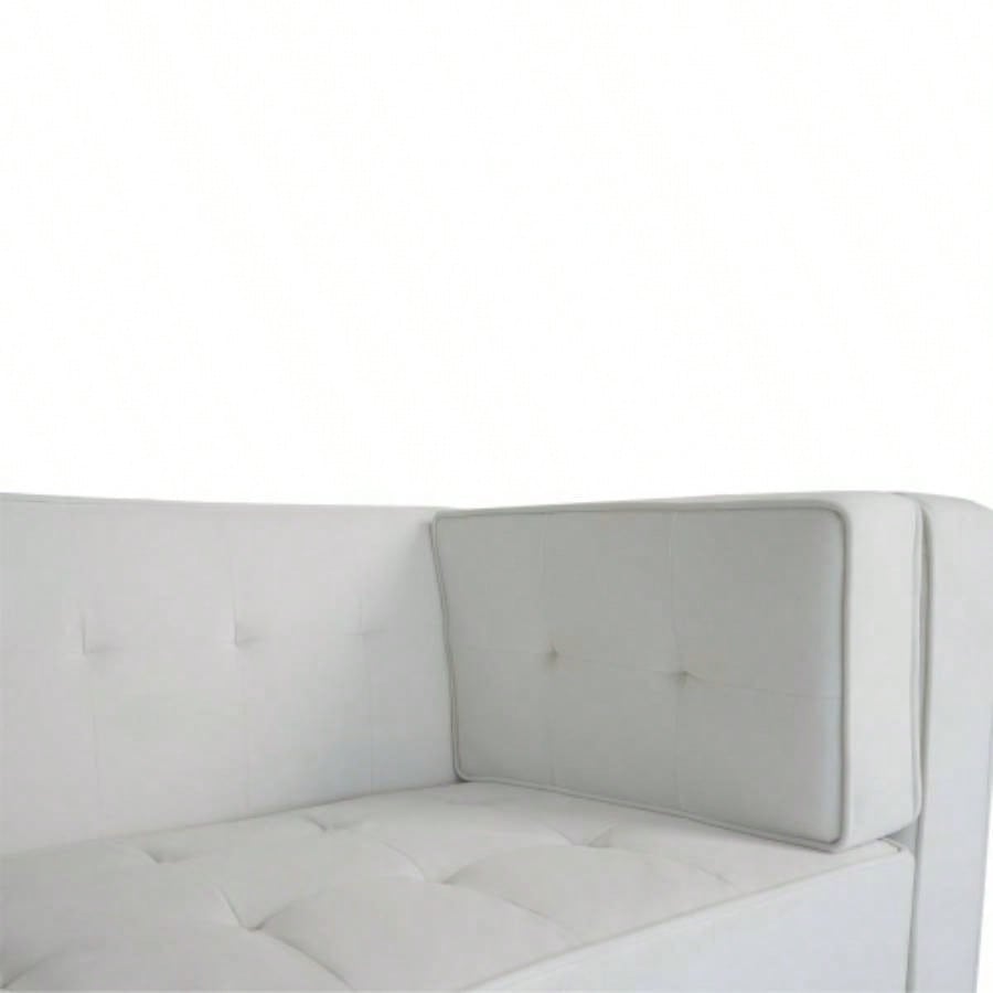 3 - Seater Sofa, Upholstered Tufted, Velvet Sofa, Ivory White