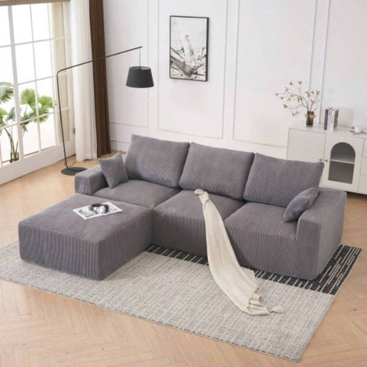 123*55 Modern U - shaped Sofa with Console, Cupholders and USB Ports, 6 - Upholstered Symmetrical Indoor Furniture, Sleeper Couch Set with Chaise Living Room, Apartment, 2 Colors