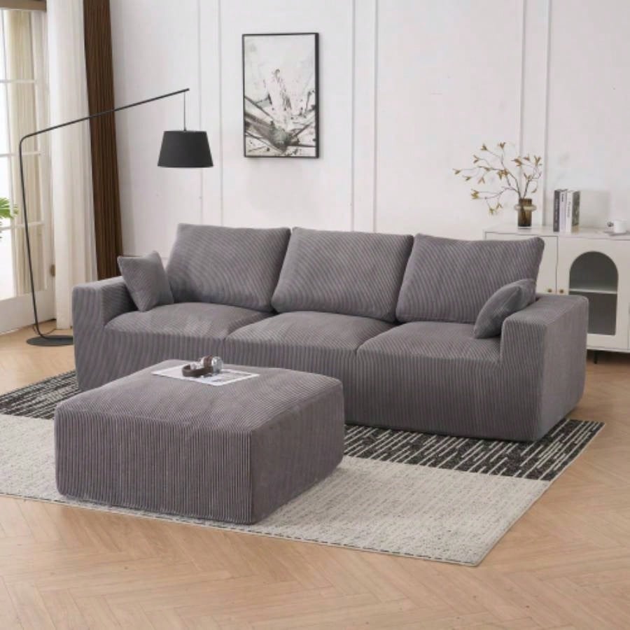 123*55 Modern U - shaped Sofa with Console, Cupholders and USB Ports, 6 - Upholstered Symmetrical Indoor Furniture, Sleeper Couch Set with Chaise Living Room, Apartment, 2 Colors