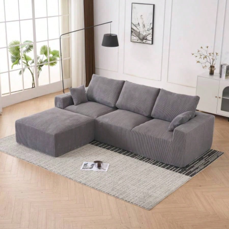 123*55 Modern U - shaped Sofa with Console, Cupholders and USB Ports, 6 - Upholstered Symmetrical Indoor Furniture, Sleeper Couch Set with Chaise Living Room, Apartment, 2 Colors