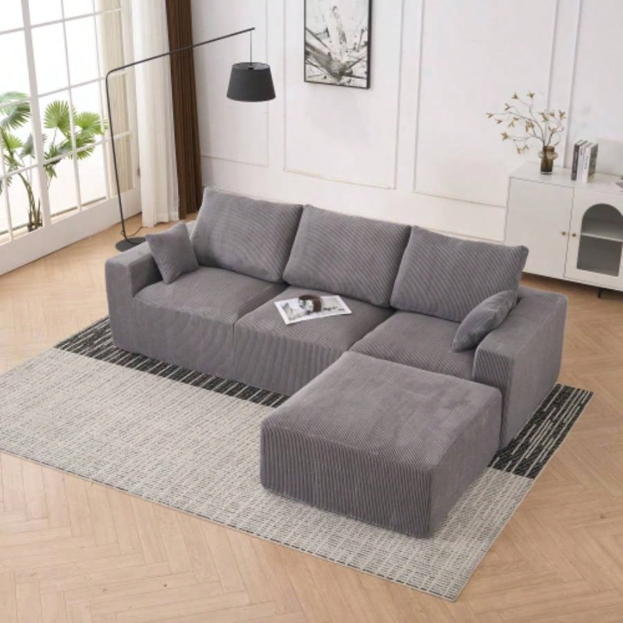 123*55 Modern U - shaped Sofa with Console, Cupholders and USB Ports, 6 - Upholstered Symmetrical Indoor Furniture, Sleeper Couch Set with Chaise Living Room, Apartment, 2 Colors